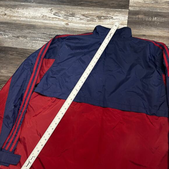 Vintage Adidas Jacket Navy Maroon Mens XL Full Zip Windbreaker Track 90s Nylon - Picture 6 of 11